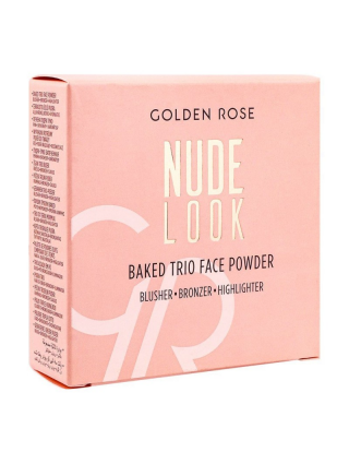 Golden Rose Nude Look Baked Trio Face Powder Blush Highlighter Bronzer