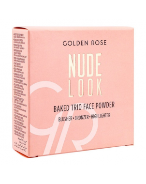 Golden Rose Nude Look Baked Trio Face Powder Blush Highlighter Bronzer