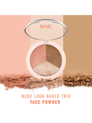 Golden Rose Nude Look Baked Trio Face Powder Blush Highlighter Bronzer