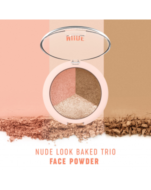 Golden Rose Nude Look Baked Trio Face Powder Blush Highlighter Bronzer