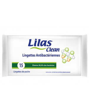 Lilas Lingettes Antibactériennes 15 pièces