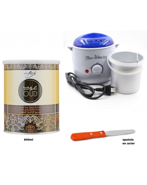 Pack Epilation Oud : Chauffe Cire Pro Wax 101 + Italwax Cire Oud 800ml + Spatule Acier