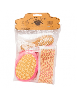 Kit de Bain SIL UOBAO : Brosse + Eponges de Douce + Serviette