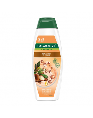 Palmolive Shampoing Kératine et Argan 380ml Réparation des Cheveux Abîmés et Secs