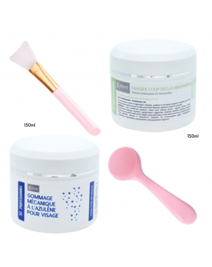 Pack K-Reine Soins Visage : Gommage Mécanique Masque Coup d'Eclat Spatule Brosse Gommage Silicone