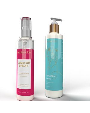 Pack Perfect Skin Brazilian Glow : Callus Off Spray 150ml + Perfect Skin Cream 150ml Acide Hyaluronique Aleo Vera