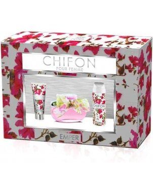 Emper Coffret Chiffon 3en1 : Déodorant 200ml Body Lotion 100ml Spray Parfum 100ml