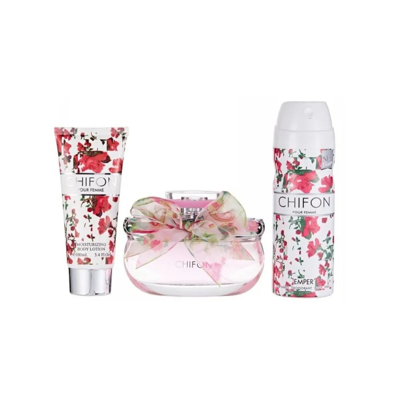 Emper Coffret Chiffon 3en1 : Déodorant 200ml Body Lotion 100ml Spray Parfum 100ml