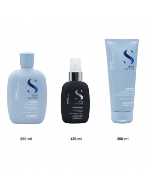 Pack Density Alfaparf Semi di Lino : Shampoing Density 250ml Conditionner Leave-In 200ml Spray Sublime Cristalli Liquide 125ml