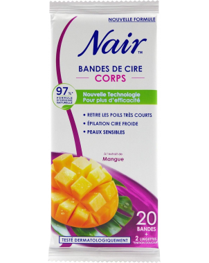 Nair 20 Bandes de Cire Corps + 2 Lingettes Corps Mangue