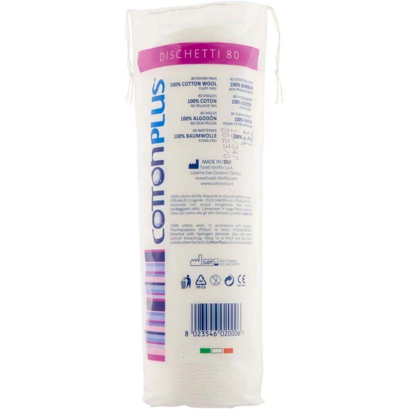 Cotton Plus Dischetti Ronds 80pcs Cottons Disques Ronds Démaquillage Visage