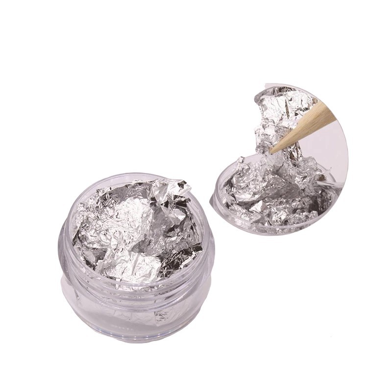 Feuille d'Argent Boîte Décoration Nail Art Soin Accessoire Onglerie