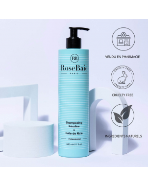 Shampoing Huile de Ricin x Kératine 500ml RoseBaie Pousse et Hydratation