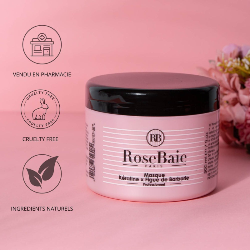 RoseBaie Masque Figue de Barbarie x Kératine 500ml Sebo Régulation Sébum Hydratation