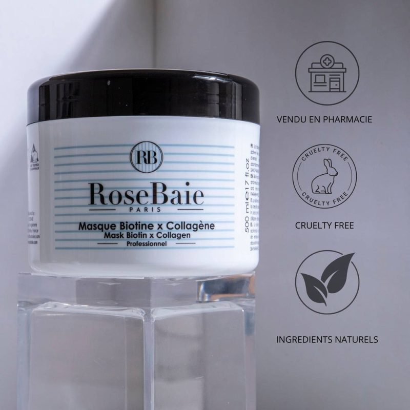 RoseBaie Masque Biotine x Collagène 500ml Pousse et Chute des Cheveux