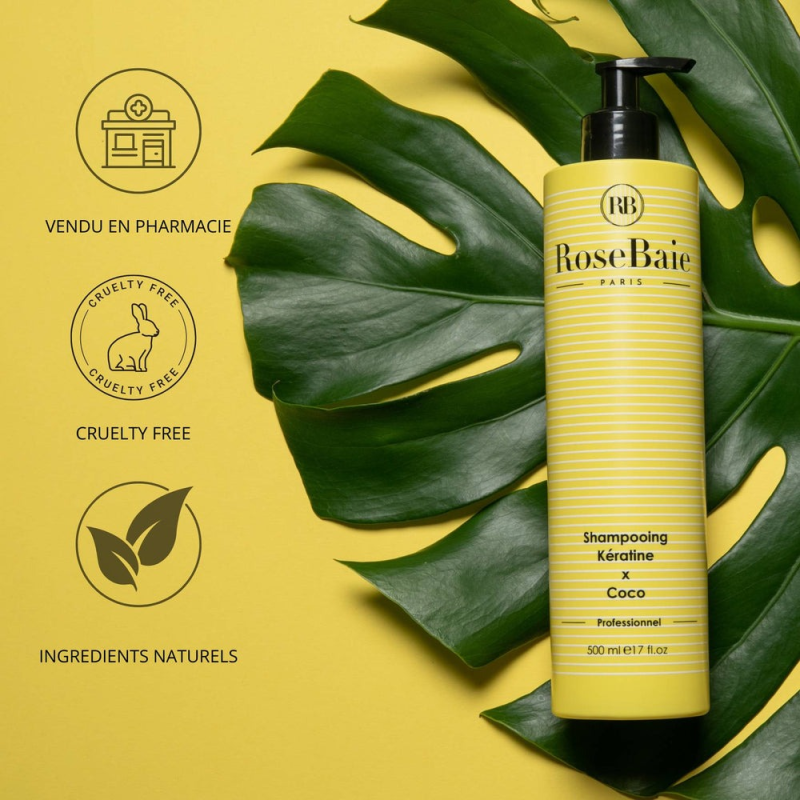 RoseBaie Shampoing Coco x Kératine 500ml Nutrition Noix de Coco