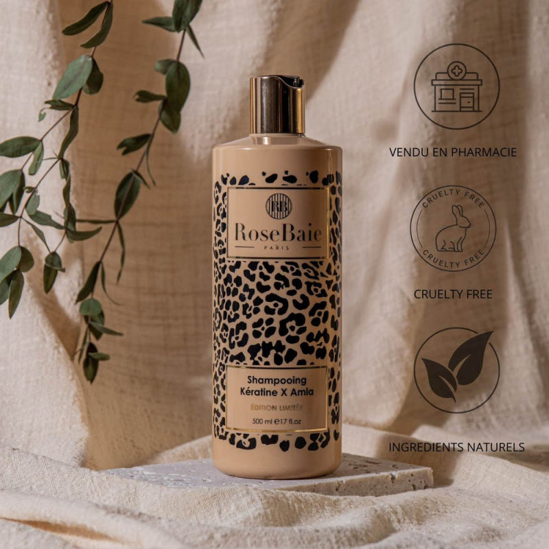 RoseBaie Shampoing Amla x Kératine 500ml Brillance et Gainage