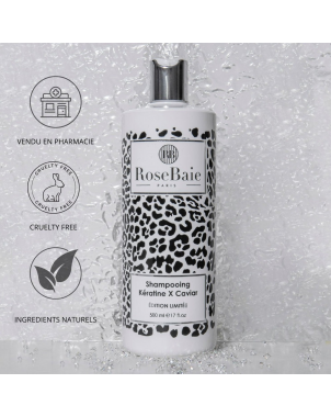 Shampoing Extrait Caviar x Kératine 500ml RoseBaie Réparation Intense