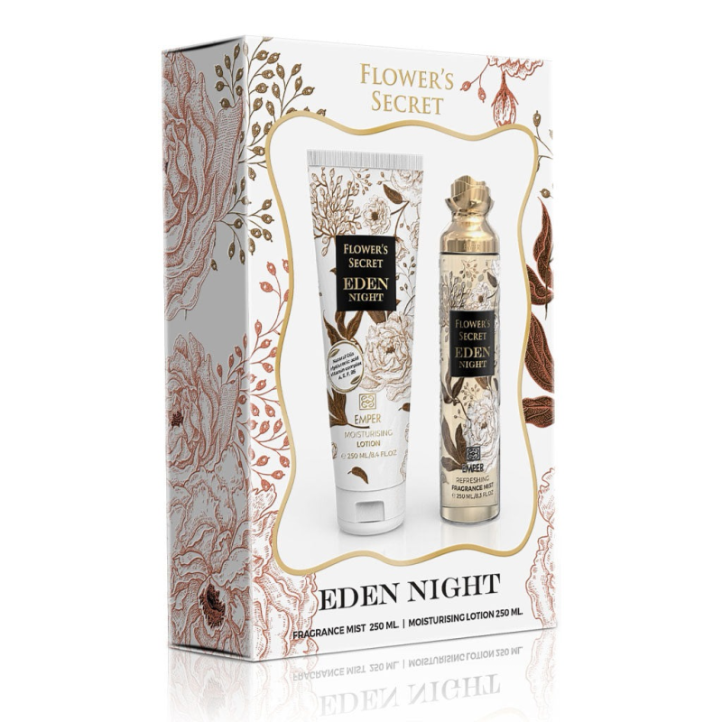 Emper Coffret Flowers Secret Eden Night : Body Mist Brume Corps 250ml + Body Lotion Lait de Corps250ml