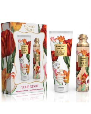 Emper Coffret Flowers Secret Tulip Night : Body Mist Brume Corps 250ml + Body Lotion Lait de Corps 250ml