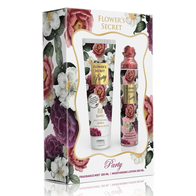 Emper Coffret Flowers Secret Party Body : Body Mist Brume Corps 250ml + Body Lotion Lait de Corps 250ml