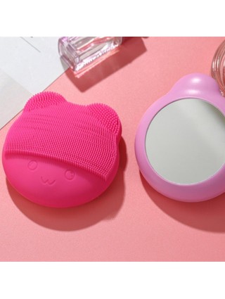 Brosse en Silicone Manuel avec Miroir - Nettoyage de Visage et Gommage