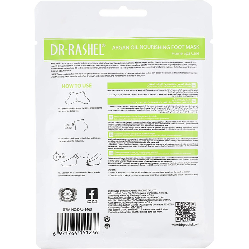 Dr Rashel Masque Exfoliant Chaussettes pour Soins des Pieds Peau Morte