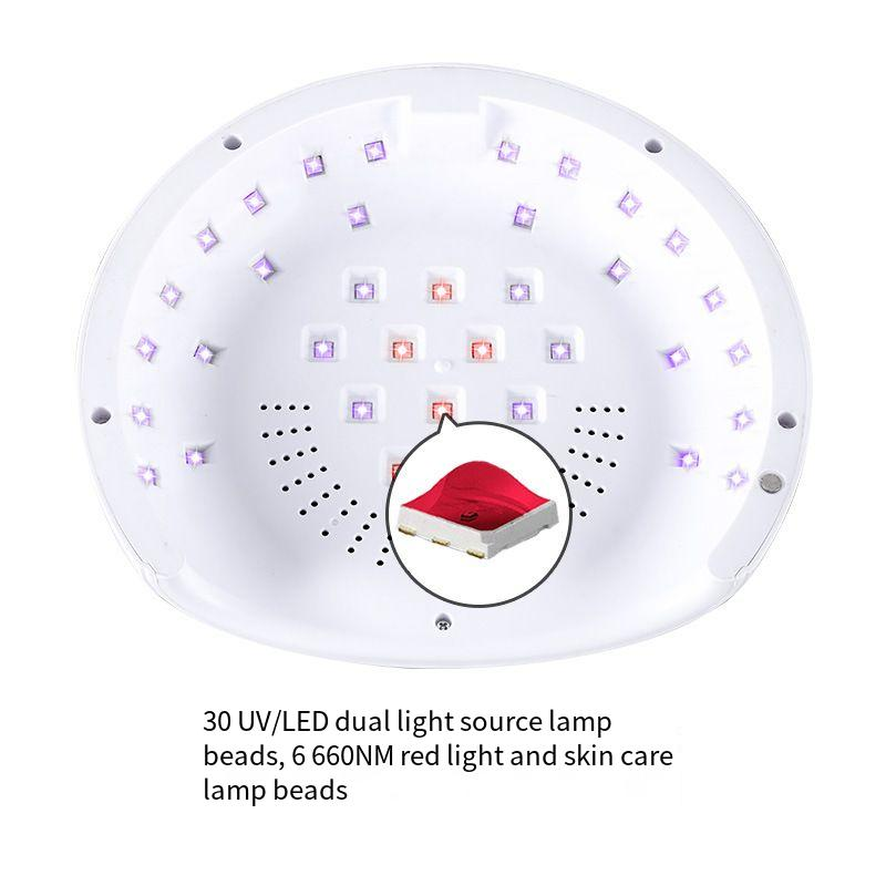 Sèche Ongles Blueque V15 128watt avec Mini Lampe de Polymérisation à 360°avec Lumière Rouge Soins de Peau