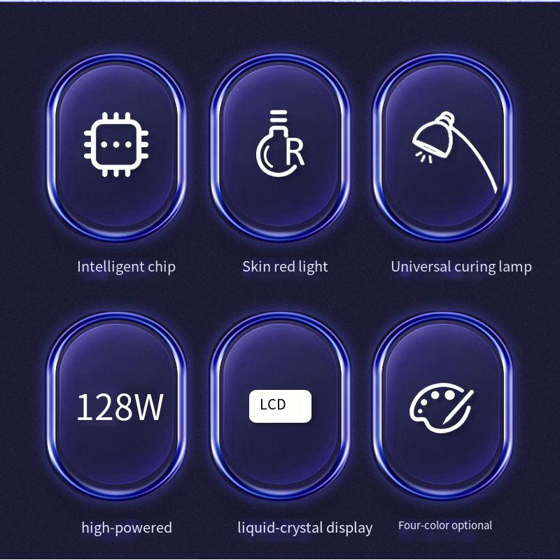 Sèche Ongles Blueque V15 128watt avec Mini Lampe de Polymérisation à 360°avec Lumière Rouge Soins de Peau