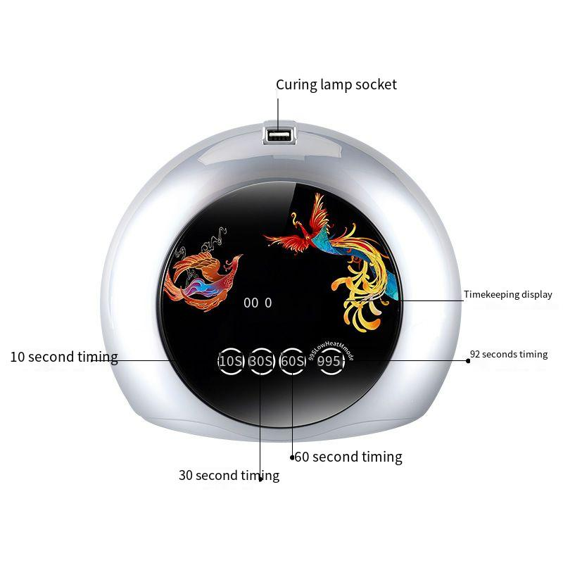 Sèche Ongles Blueque V15 128watt avec Mini Lampe de Polymérisation à 360°avec Lumière Rouge Soins de Peau