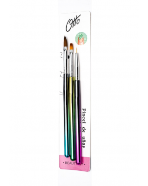 Otto 3 Pinceaux Onglerie Chrome Design des Ongles Manucure Pédicure