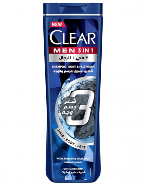 Clear Shampoing Men 3en1 Anti Pelliculaire pour Homme 360ml Charbon Actif