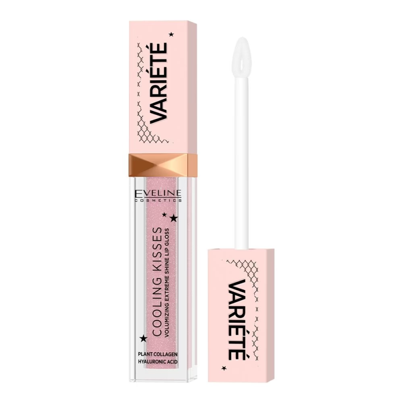 Eveline Lip Gloss Variété Cooling Kissies 02 Sugar Nude - Brillant à Lèvres Volumateur Effet Rafraîchissant