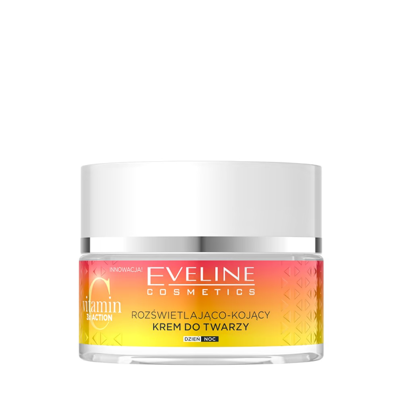 Eveline Crème de Visage Vitamine C 3x Action 50ml pour Visage Crème Apaisante Eclaircissante