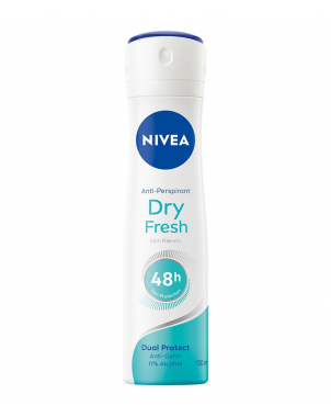 Nivea Déodorant Fresh Dry 72h 200ml Dual Protect Anti Bactéries Sans Alcool