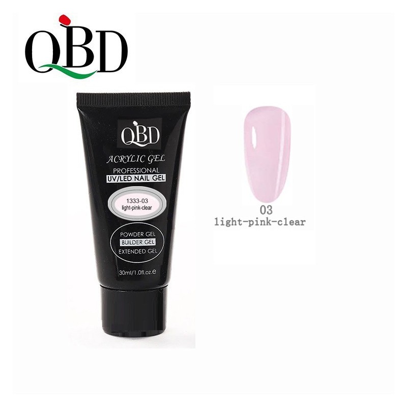 QBD Gel Acrylique Light Pink Clear Polygel Soins Ongles Nail Art