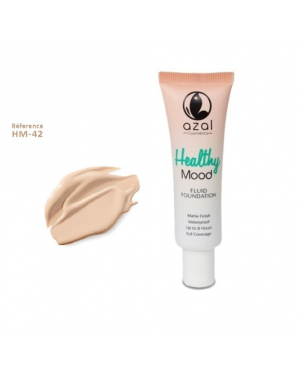 Azal Fond de Teint Healthy Mood 30ml 42 Fluide Waterproof Fini Matte 8h à base de Vitamine E et l'Aloe Vera