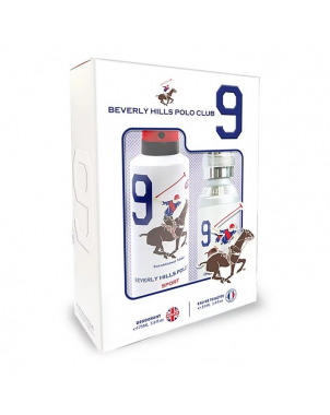 Coffret Sport 9 Beverly Hills Polo Club - Eau de Toilette 50ml + Déodorant Body Spray 175ml - Coffret Cadeau pour Homme