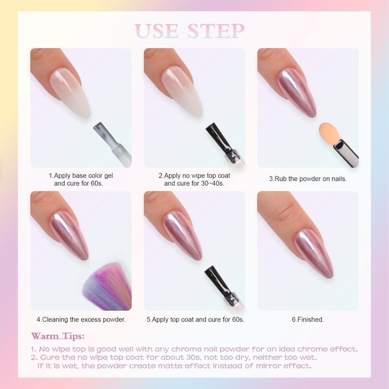 Poudre Chrome Orangé Saumon pour Design des Ongles Accessoires - Aurora Powder Design Onglerie