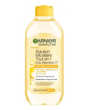 Garnier Eau Micellaire à la Vitamine C 400ml SkinActive Nettoie Démaquille Illumine