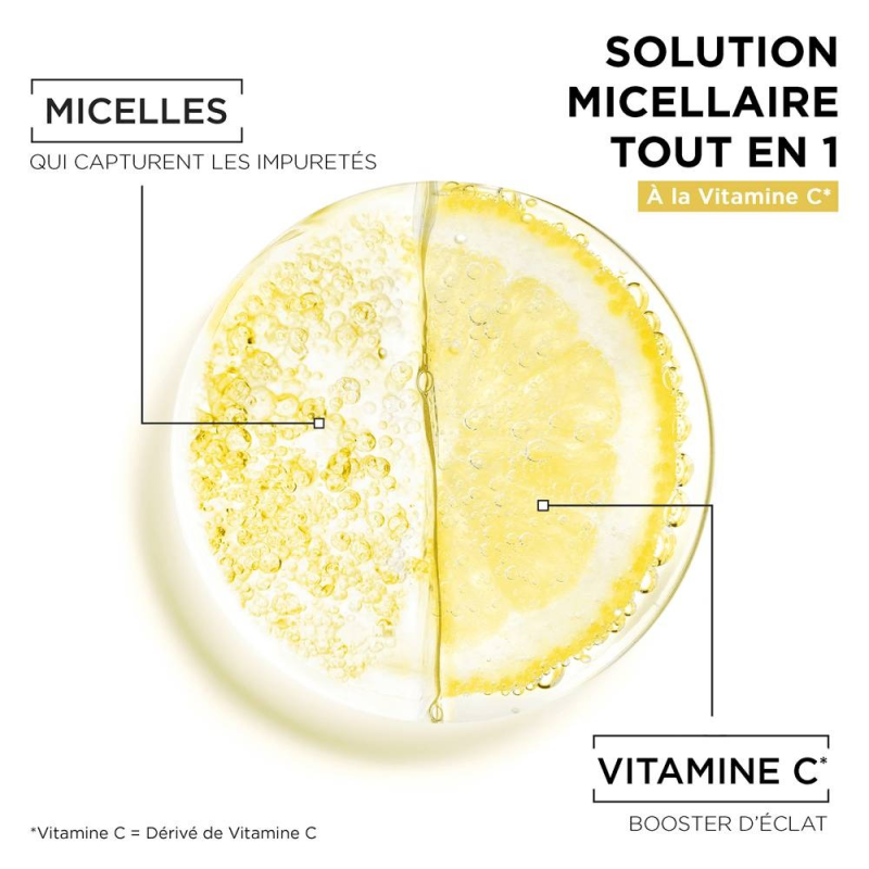 Garnier Eau Micellaire à la Vitamine C 400ml SkinActive Nettoie Démaquille Illumine