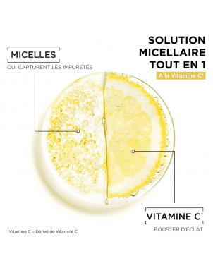 Garnier Eau Micellaire à la Vitamine C 400ml SkinActive Nettoie Démaquille Illumine