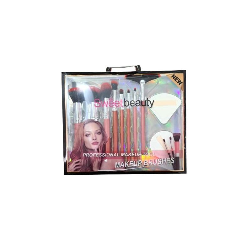 Sweet Beauty Pinceaux et Eponges Maquillage Professionnel 10pcs