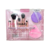Sweet Beauty Coffret de 5 Pinceaux Maquillage et 2 Houppettes Cotton Puff 0.06 mm Fiber Hair