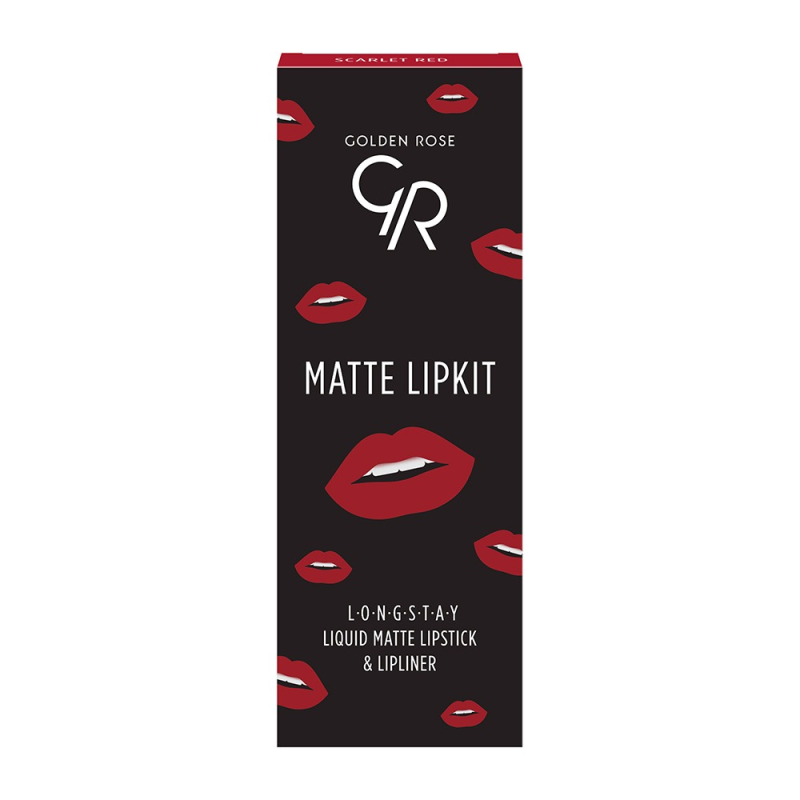 Golden Rose Matte Lip Kit Scarlet Red - Longstay Liquid Matte Lipstick 18 et Dream Lips Lipliner 527