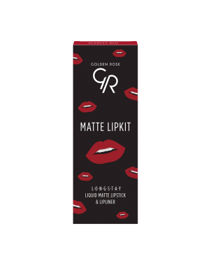 Golden Rose Matte Lip Kit Scarlet Red - Longstay Liquid Matte Lipstick 18 et Dream Lips Lipliner 527