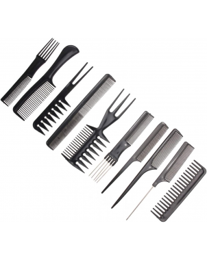 Kit Peignes Professionnels 10pcs pour Coiffure Cheveux Professionnels