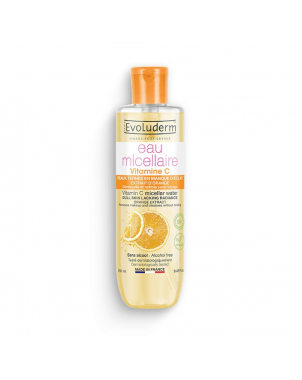 Evoluderm Eau Micellaire Vitamine C 250ml Extrait d'Orange pour Peau Terne et Manque d'Eclat