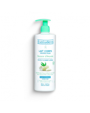 Evoluderm Lait de Corps Protecteur Douceur d'Amande 500ml Hydratation et Protection des Peaux Normales