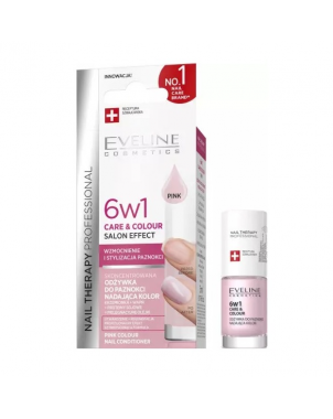 Eveline Soins Ongles 6en1 Care and Color Effet Salon Couleur Pink 5ml